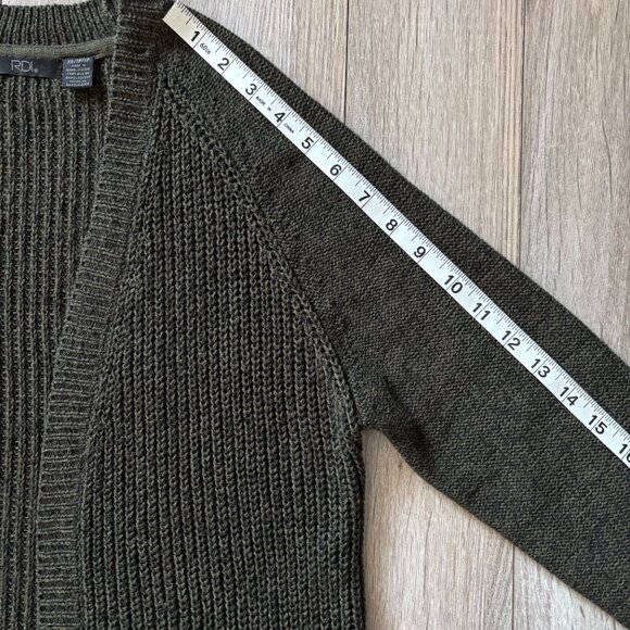 RDI Elbow Patch Long Cardigan Sweater in Olive Green Womens Extra Small Normcore - Picture 10 of 15